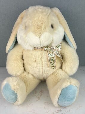 Vintage 1994 Chosun Easter Bunny Rabbit JCPenney Plush with Ribbon Bow Cream